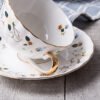 American-European Country Style Ceramic Coffee Cup and Saucer Set Tea Cup for Afternoon Tea with Latte Art Design Gift Box with Gold Trim