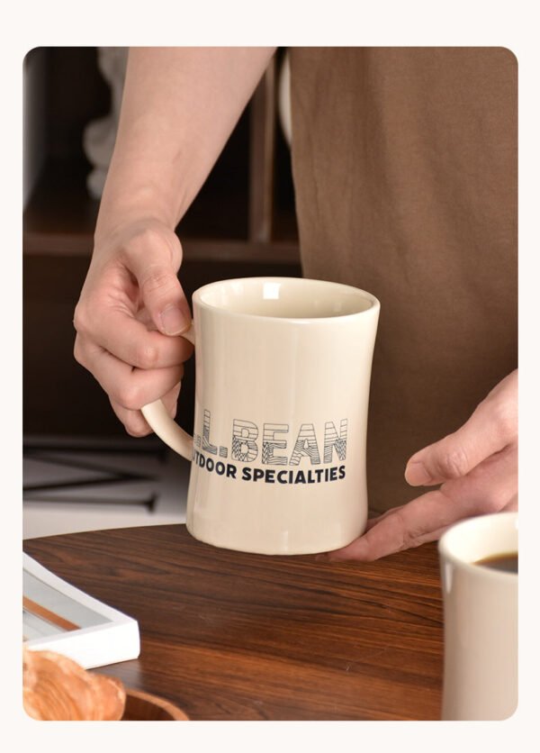 Solid-Color Ceramic Mug Cute Large-Capacity Coffee Cup Home Use Couple's Matching Set High-Quality Design