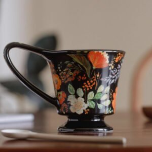 Retro Floral Coffee Mug Gift Set Office Breakfast Ceramic Tea Cup Afternoon Tea Gift Set Perfect Gift for Special Occasions