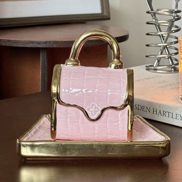 Gold-Plated Ceramic Handbag Coffee Cup and Saucer Set Home Coffee Cup and Mug Gift Set Afternoon Tea Water Cup