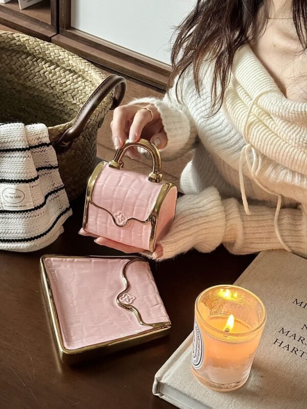 Gold-Plated Ceramic Handbag Coffee Cup and Saucer Set Home Coffee Cup and Mug Gift Set Afternoon Tea Water Cup