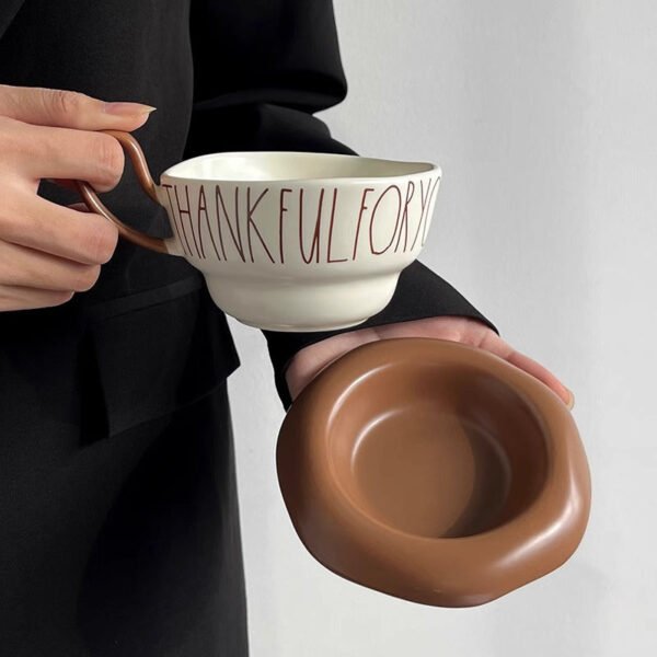 Creative European-Style Ceramic Coffee Cup and Saucer Office Ceramic Mug Home Breakfast Cup Large-Capacity Coffee & Milk Cup and Saucer