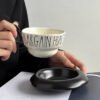 Creative European-Style Ceramic Coffee Cup and Saucer Office Ceramic Mug Home Breakfast Cup Large-Capacity Coffee & Milk Cup and Saucer