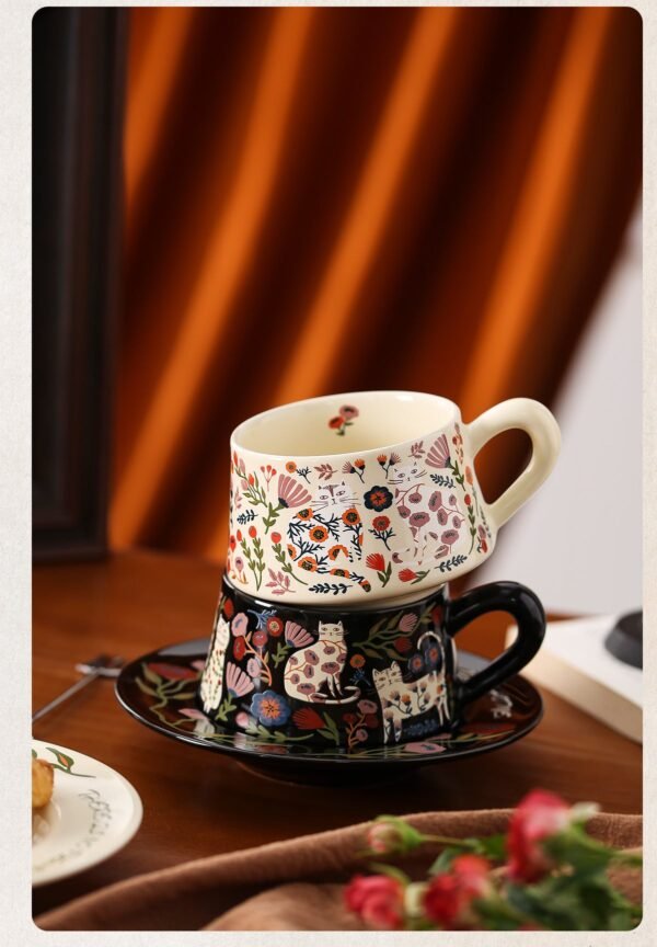 Stylish Niche Coffee Cups Luxury-inspired Ceramic Cup and Saucer Set High-end Aesthetic Mug & Coffee Cup Collection