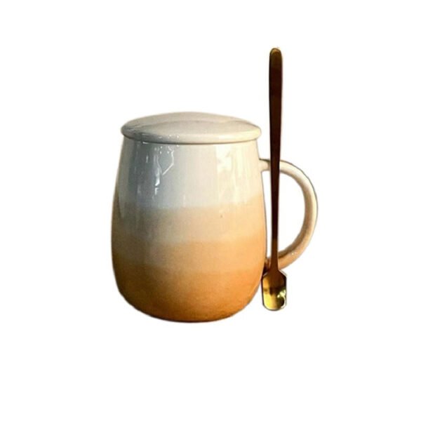 Ceramic Mug with Lid and Spoon - Versatile Drinking Cup for Home & Office Use Premium Ceramic Cup with Lid and Spoon - Wholesale Available