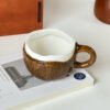 Premium Ceramic Coconut-Shaped Breakfast Milk Shake Cup 250ml Afternoon Tea Couple's Coffee Cup
