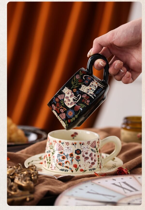 Stylish Niche Coffee Cups Luxury-inspired Ceramic Cup and Saucer Set High-end Aesthetic Mug & Coffee Cup Collection