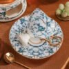 European-style Bone China Coffee Cup and Saucer Set with Stemmed Glasses Elegant English Afternoon Tea Set with Premium-Quality Teacups