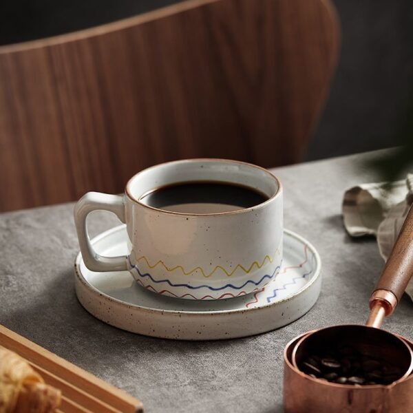 Rough Ceramic Japanese-Style Coffee Cup and Saucer Set Retro Mug with Unique Instagram-Inspired Design High-End Exquisite Creative Water Cup