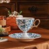 European-style Bone China Coffee Cup and Saucer Set with Stemmed Glasses Elegant English Afternoon Tea Set with Premium-Quality Teacups
