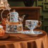European-style Bone China Coffee Cup and Saucer Set with Stemmed Glasses Elegant English Afternoon Tea Set with Premium-Quality Teacups