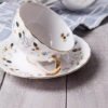 American-European Country Style Ceramic Coffee Cup and Saucer Set Tea Cup for Afternoon Tea with Latte Art Design Gift Box with Gold Trim