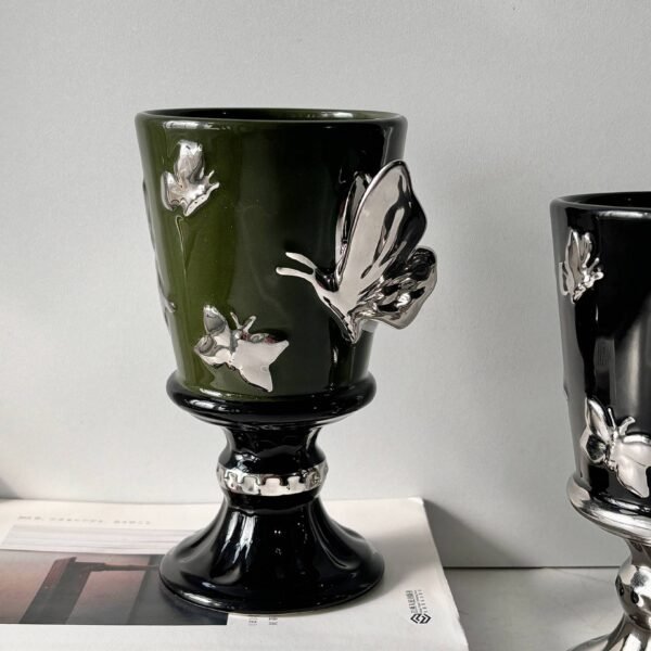 230ml Ceramic Winged Goblet Butterfly-Adorned High-Temperature Mug Coffee & Tea Gift Set