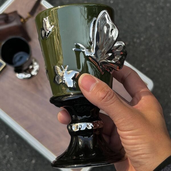 230ml Ceramic Winged Goblet Butterfly-Adorned High-Temperature Mug Coffee & Tea Gift Set