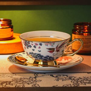 European-Style Bone China Coffee Cup and Saucer Set Vintage English Afternoon Tea Set Black Tea & Flower Tea Cup Gift Box