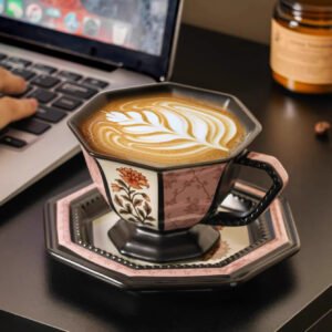 Vintage Ceramic Coffee Cup High-end, Exquisite French Retro Ceramic Luxury-inspired, High-Fashion Design Niche Afternoon Tea