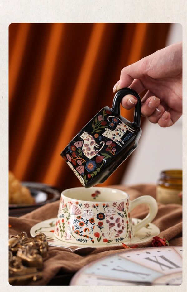 Stylish Niche Coffee Cups Luxury-inspired Ceramic Cup and Saucer Set High-end Aesthetic Mug & Coffee Cup Collection