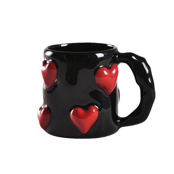 O1CN01cX4d8D1wWmWMKfZWi__2216996826316-0-cib Instagram-worthy sophisticated black heart-shaped ceramic mugs Home use couple's matching set Ceramic coffee mugs Perfect as a thoughtful gift