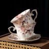 European-Style Delicate Floral Coffee Cup and Saucer Western Vintage Gold-Painted Ceramic Mug Premium-Quality Household Tea Cup and Water Glass