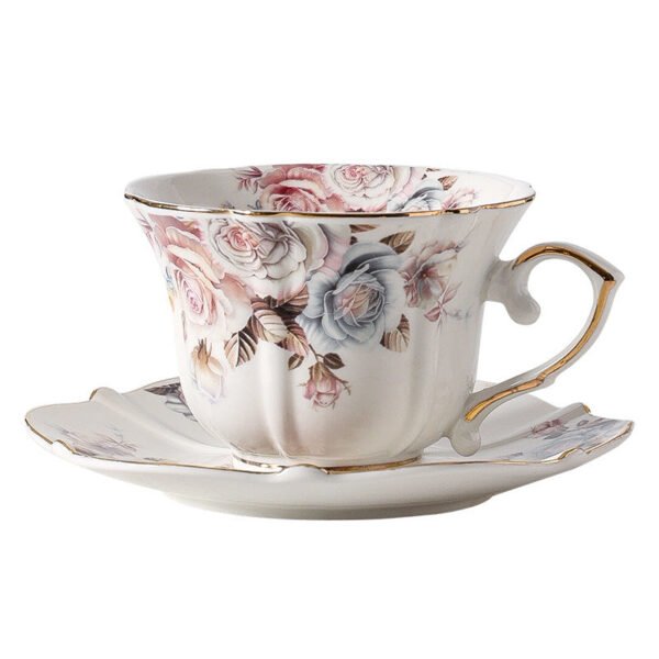European-Style Delicate Floral Coffee Cup and Saucer Western Vintage Gold-Painted Ceramic Mug Premium-Quality Household Tea Cup and Water Glass