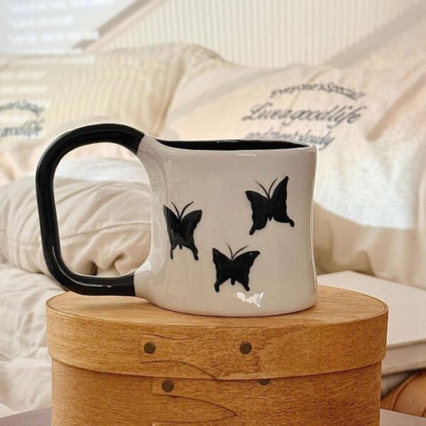 French-Style Luxury Butterfly Fairy Handcrafted Mug Underglaze-Decorated Designer Gift High-Quality Ceramic Cup
