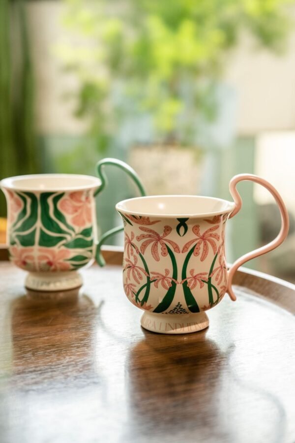 O1CN01lg7PIW2ID16VBw9m6__2217759649251-0-cib Retro-Style Phalaenopsis Orchid Pattern Tall Stemmed Mug Floral High-Handled Ceramic Cup Couple's Set Coffee Mug