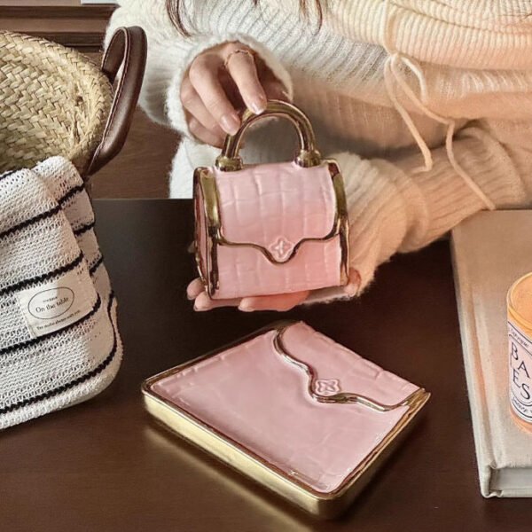 Gold-Plated Ceramic Handbag Coffee Cup and Saucer Set Home Coffee Cup and Mug Gift Set Afternoon Tea Water Cup