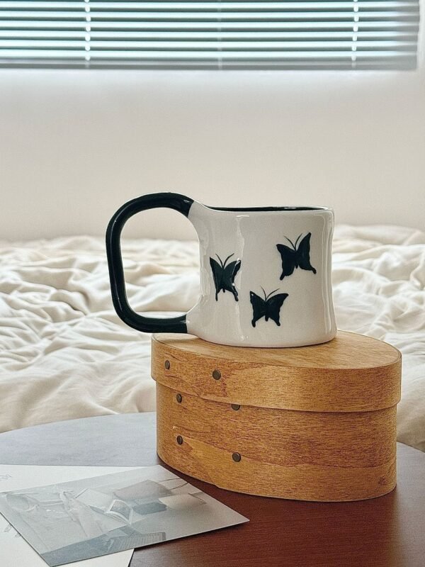 French-Style Luxury Butterfly Fairy Handcrafted Mug Underglaze-Decorated Designer Gift High-Quality Ceramic Cup